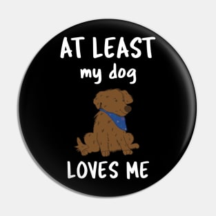 At Least My Dog Loves Me Pin