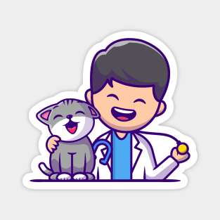 Veterinarian With Cat And Stethoscope Magnet