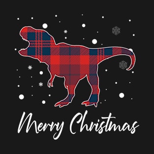 Christmas Plaid T-Rex Dinosaur Merry Christmas Red Buffalo Plaid T-Shirt