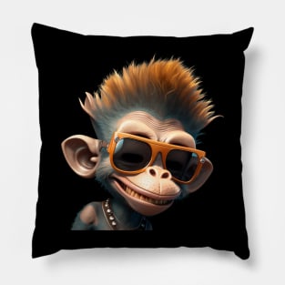 MONKEY SMILING WITH SUNGLASSES Pillow