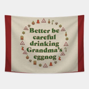 Grandma's Eggnog Warning (cross-stitch) Tapestry