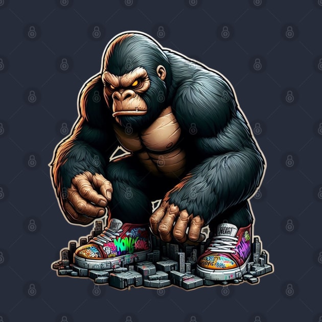 angry gorilla wearing shoes by EKLZR