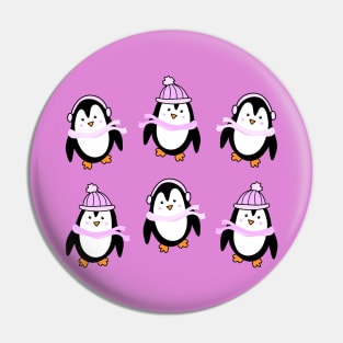 Adorable Wintery Pink Penguins Doodle Set, made by EndlessEmporium Pin