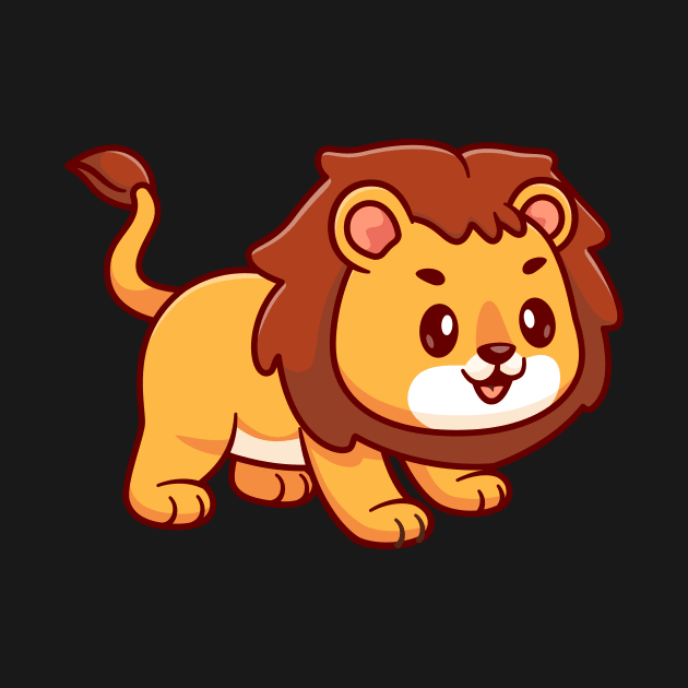 Cute Lion Playing Cartoon Vector Icon Illustration by Catalyst Labs