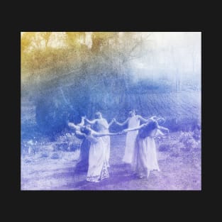 Circle of Witches? No, Vassar College girls practicing Greek dances, 1923 - photo retouched and cleaned, blue and purple grunge filter added T-Shirt