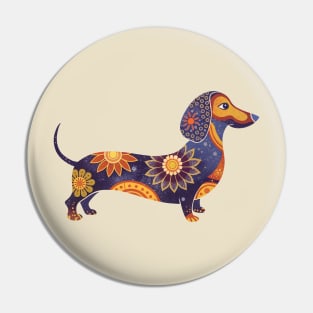 Dachshund Boho Sunflower Pattern Pin