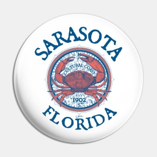 Sarasota, Florida, with Stone Crab on Wind Rose Pin