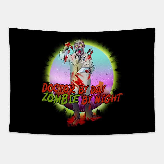 Zombie Healthcare Night Shift Doctor Tapestry by Trendy Black Sheep