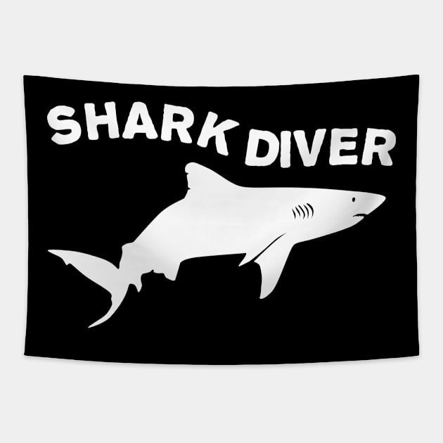 Shark diver Tapestry by TMBTM