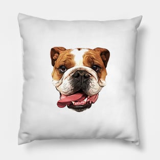 Bulldog Cartoon Art Puppy Dog Head Pillow