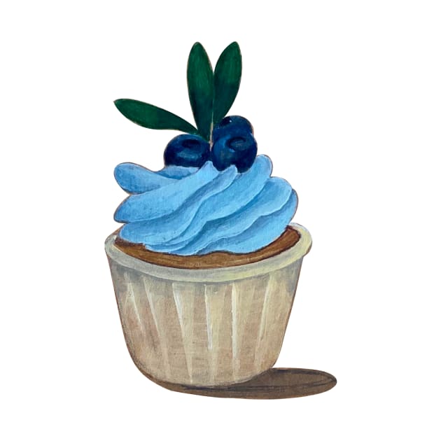 hand drawn blue berry cupcake by stupidpotato1