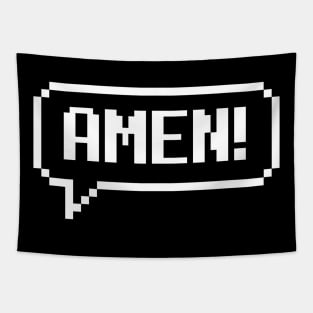 Amen! 8 Bit pixel text art Tapestry