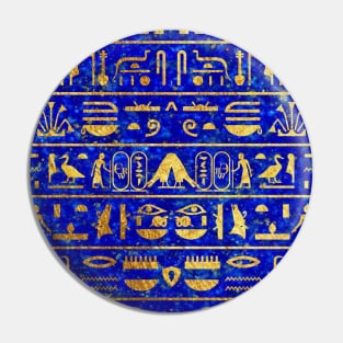 Blue Lapis and Gold Hieroglyphics Mask Pin