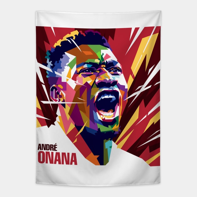 Andre Onana Illustration Tapestry by RJWLTG