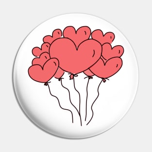 Adorable Heart Balloons Doodle Pin