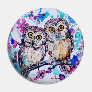 Two Little Owls Pin