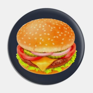 Hamburger Cheeseburger Pixel Art Cartoon Pin