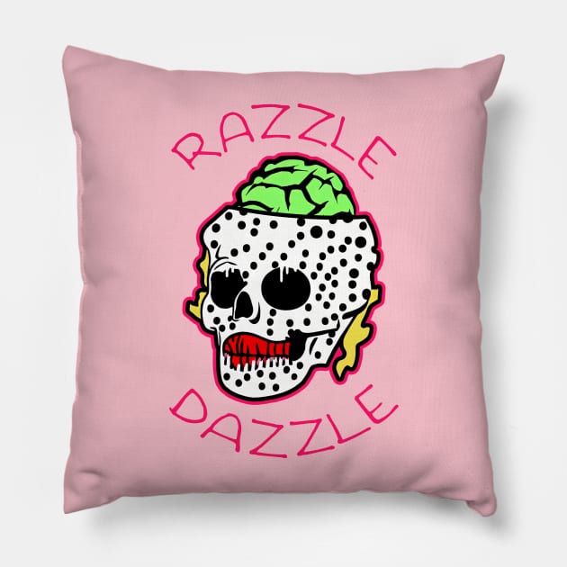 Razzle Dazzle Babe Skull Brain | Cute Dancing logo By Tyler Tilley Pillow by Tiger Picasso