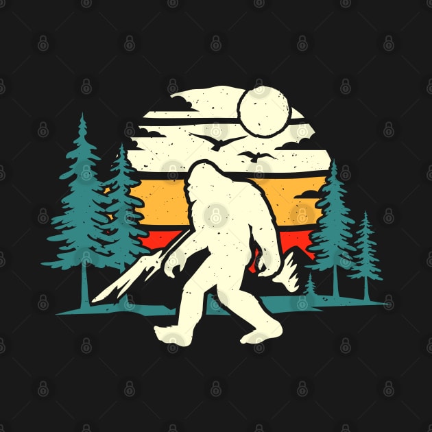 Vintage Bigfoot Forest Camping by Dylante