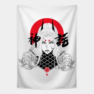 Vaporwave Samurai Japanese Warrior Tapestry