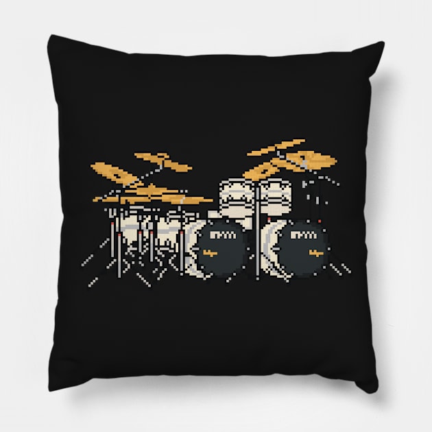 Pixel Silver Zombie Drums Pillow by gkillerb