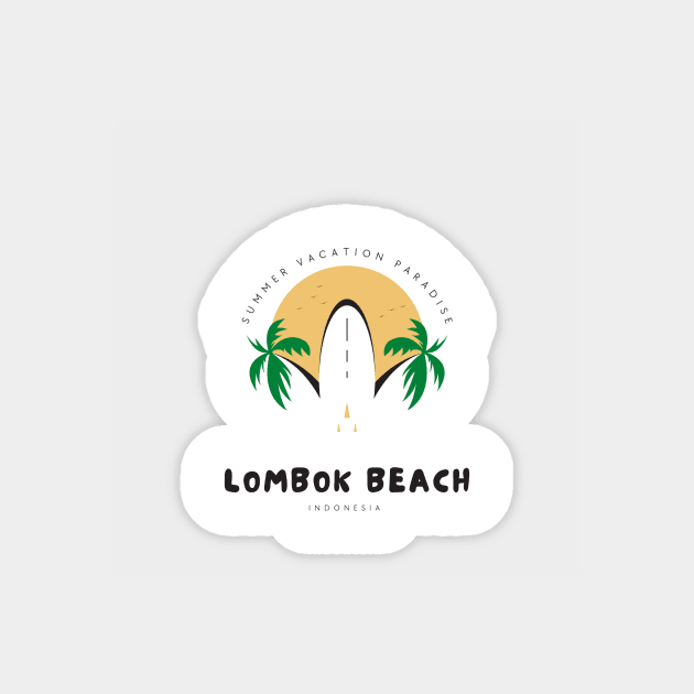 Summer vacation paradise Lombok beach tshirt Magnet by pouoQ