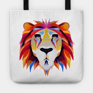 Lion Art in flaming Bright Colours on a Mustard Yellow Background Tote