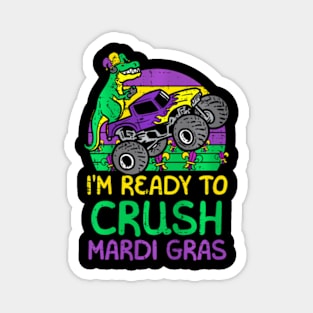 Kids Crush Mardi Gras Dino Monster Truck Magnet