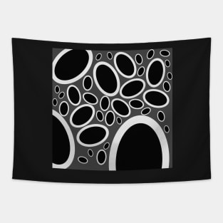 black white and grey oval pattern Tapestry