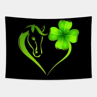 Irish Horse Heart Leaf St Patrick Day Clover Heart Horse Tapestry