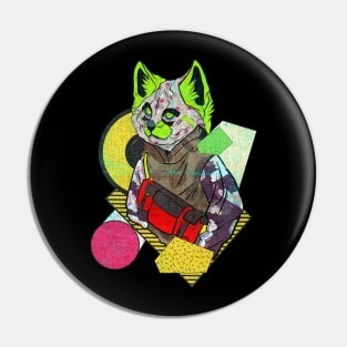 cool cat with shoulder bag Pin