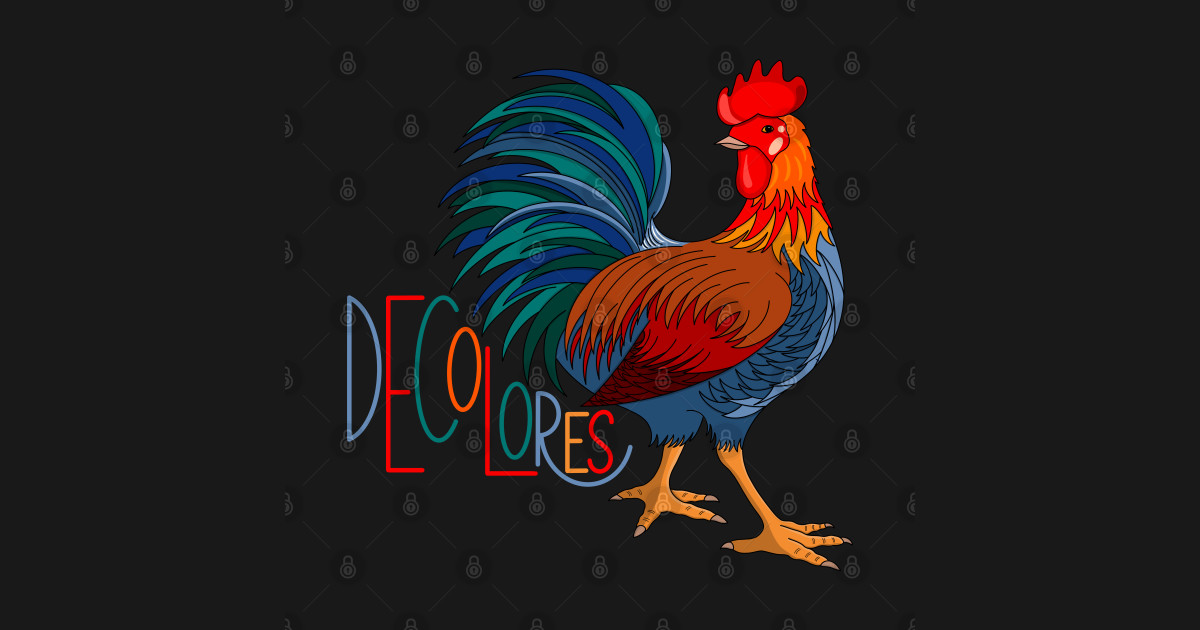 DeColores, Cursillo Rooster on Black Decolores Sticker TeePublic