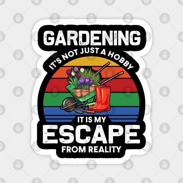 Gardening My Escape From Reality Magnet by White Martian