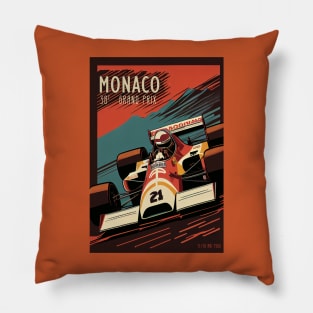 1980 Monaco Grand Prix Travel Poster Pillow