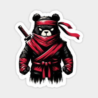 Cool Ninja Bear Japanese Retro Vintage Style Magnet