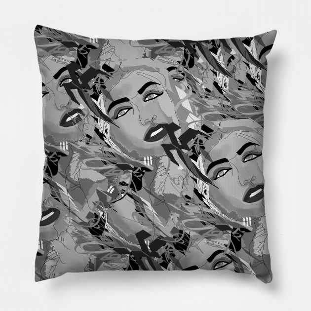 Abstract Portraits Pillow by jen28