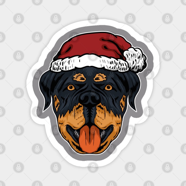 dog Rottweiler dog santa Christmas Magnet by wahyuart21