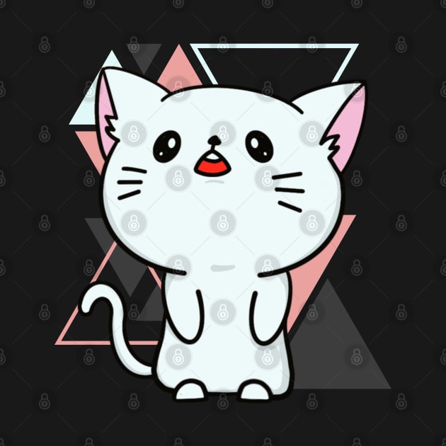 Cute little cat in triangles background adorable kitty Kittenlove by BoogieCreates