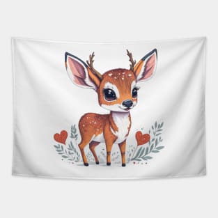 Minimal Cute Baby Deer Tapestry