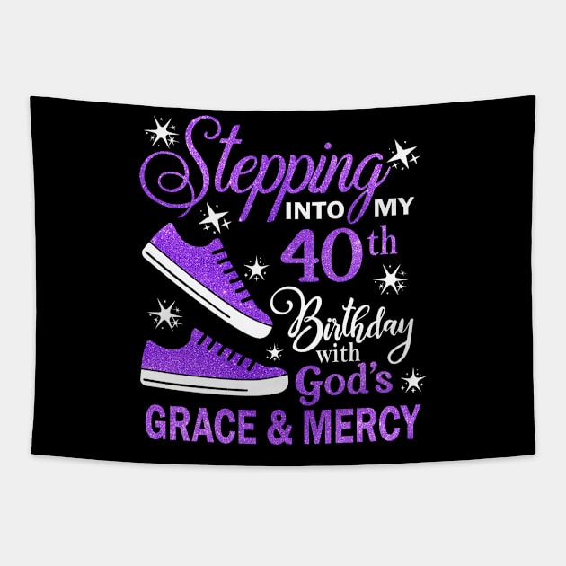 Stepping Into My 40th Birthday With God's Grace & Mercy Bday Tapestry by MaxACarter