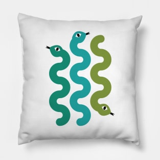 Squiggly Snakes on White – Retro 70s Wavy Snake Pattern Pillow