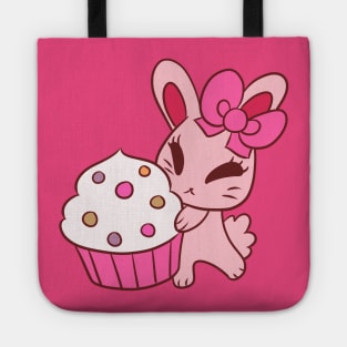 Girly Pink Cupcake Bunny Tote