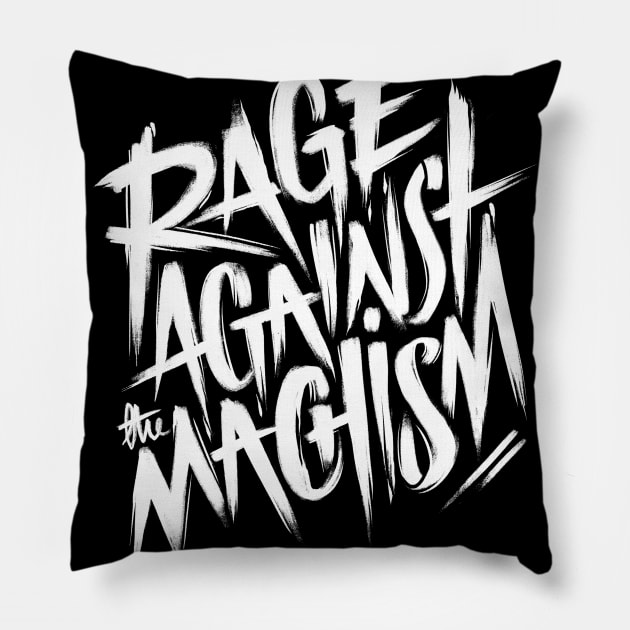 Rage Against the Machism Pillow by mermeladadesesos