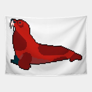 Seaside Serenade: Pixelated Sea Lion Illustration for Fashionable Attire Tapestry