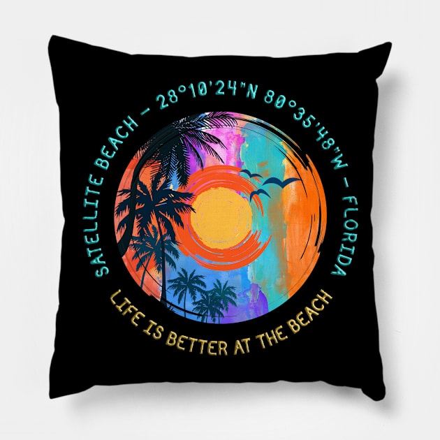 Satellite Beach, Brevard County, Florida Pillow by funfun