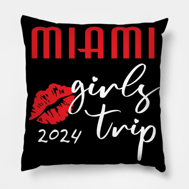 Miami Girls Vacation trip 2024 Party Outfit Pillow by Prints by Hitz