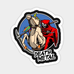 Death Metal Unicorn Grim Reaper Heavy Metal Rainbow Funny Magnet