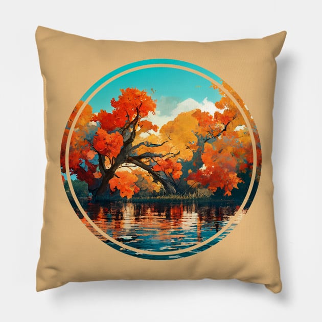 Fall circle design Pillow by Mad Swell Designs