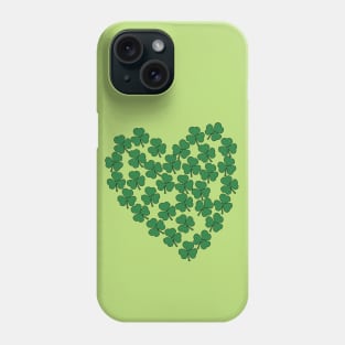 Green Shamrock Heart St Patricks Day Phone Case