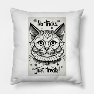 Halloween cute cat 'no tricks just treats!' Pillow